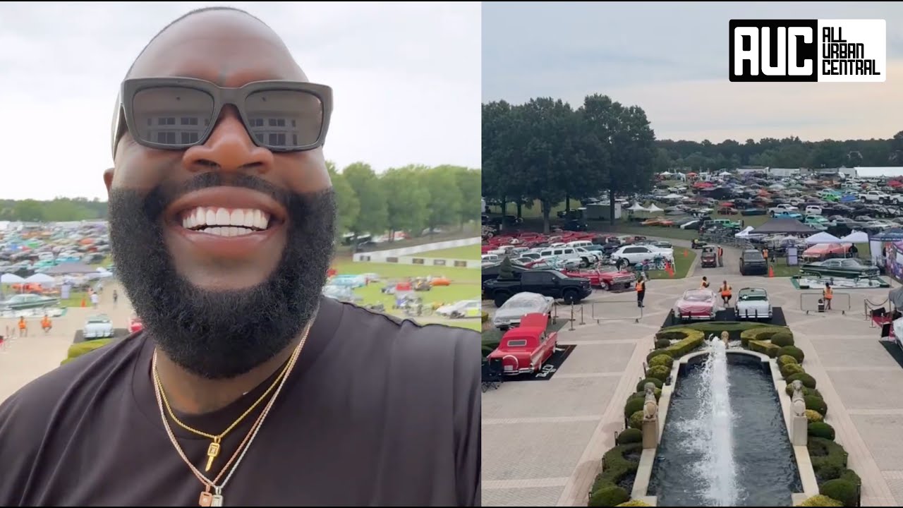 Rick Ross Geeked Up After 12,000 People Pull Up To His Front Yard For His Car Show