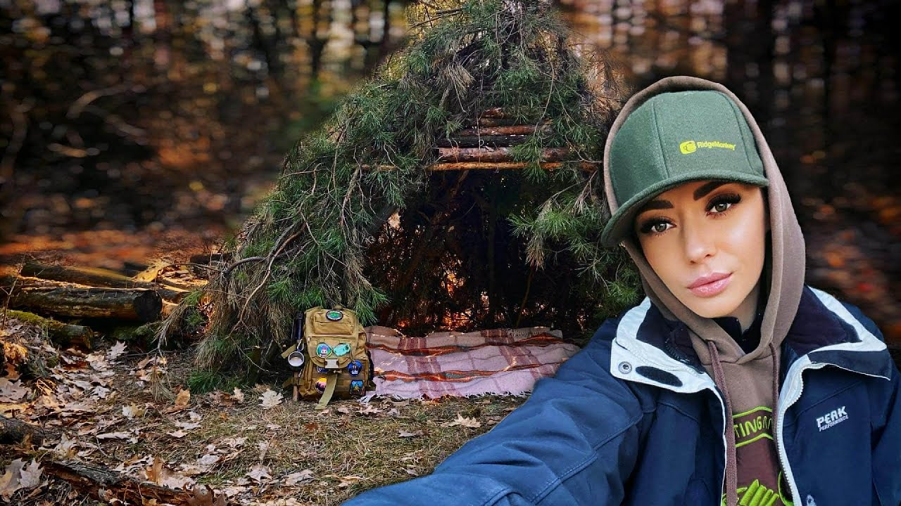 Building Natural Survival Shelter in the Woods  | Bushcraft Adventure