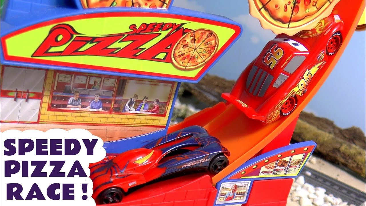 Cars Lightning McQueen Speedy Pizza Farthest Wins Competition