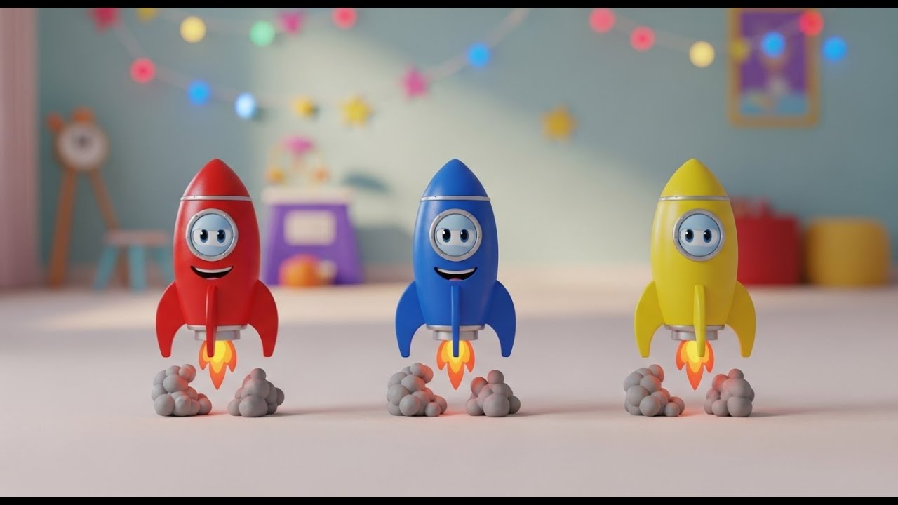 Três Pequenos Foguetes de Brinquedo Zoom | Rimas Infantis e Canções para Crianças