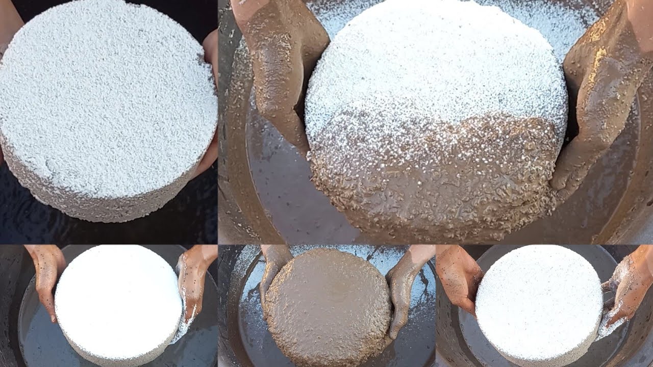 Moon Cakes🌚🌝 || Coverd with white cement || Dusty sandment stonecrush || Crumbling without dipping