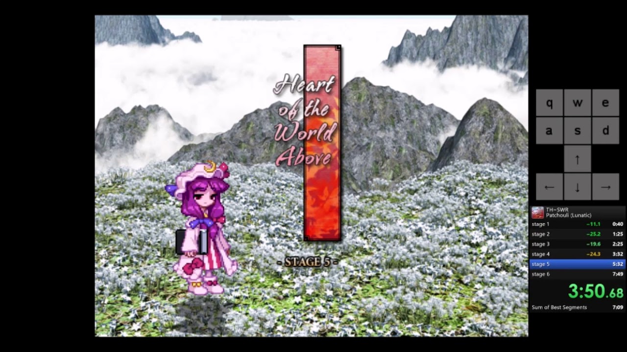 Touhou SWR Patchouli Lunatic Story speedrun #2 7:08