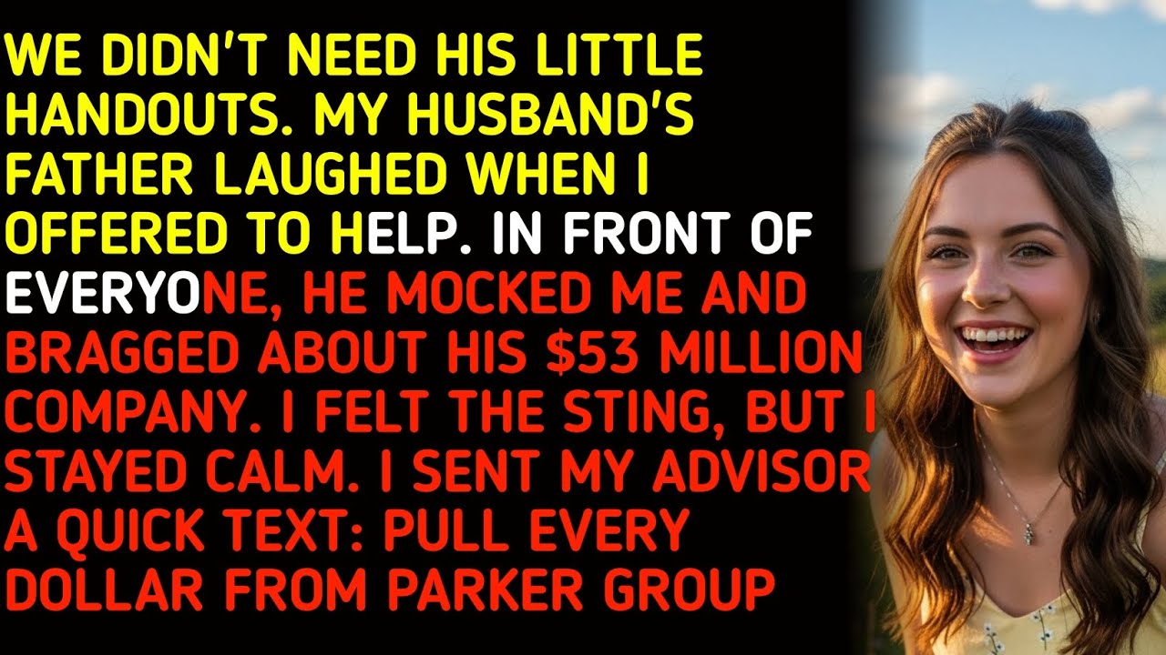 WE DIDN'T NEED HIS LITTLE HANDOUTS. MY HUSBAND'S FATHER LAUGHED WHEN I OFFERED TO HELP. IN ... 