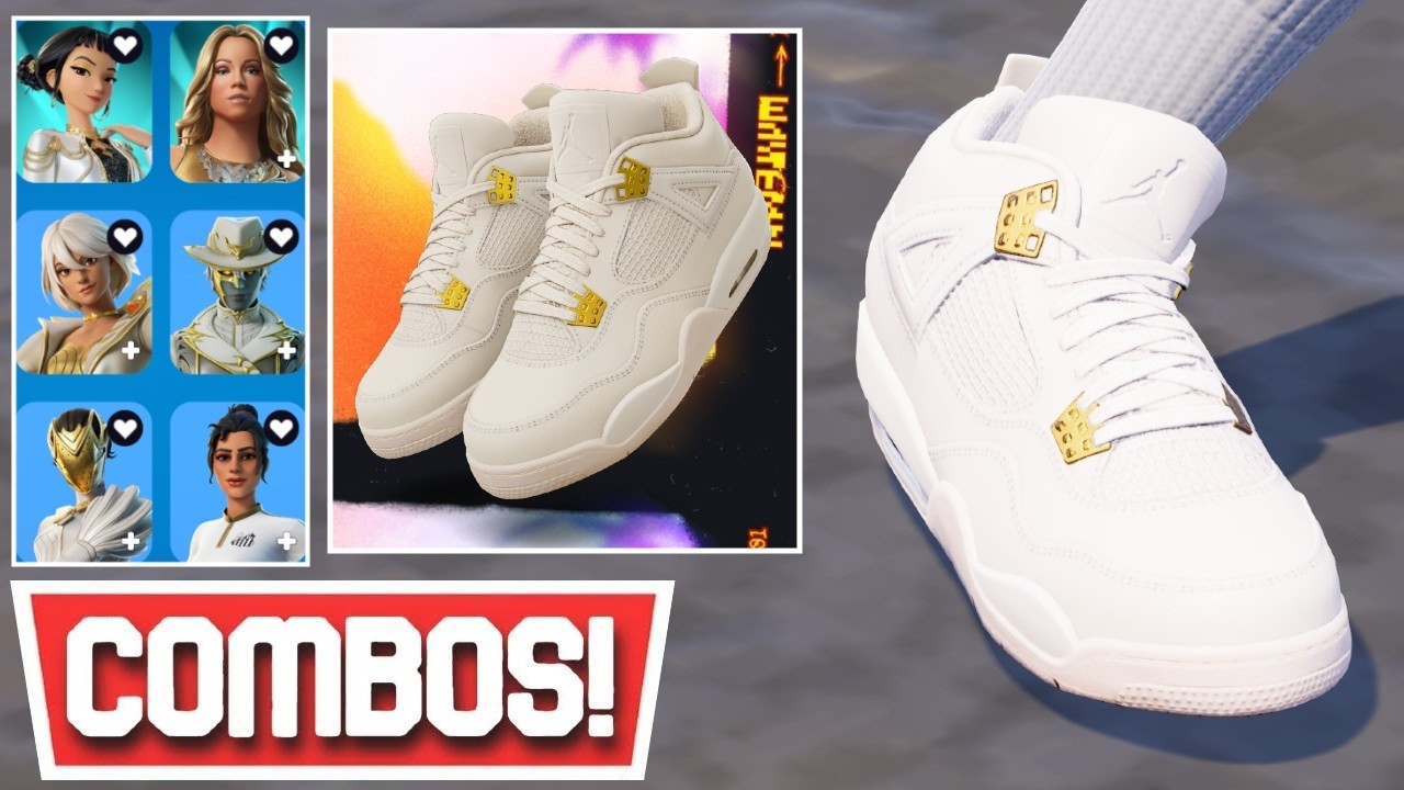 *NEW* BEST AIR JORDAN 4 RETRO 'METALLIC GOLD' KICKS COMBOS! | Fortnite