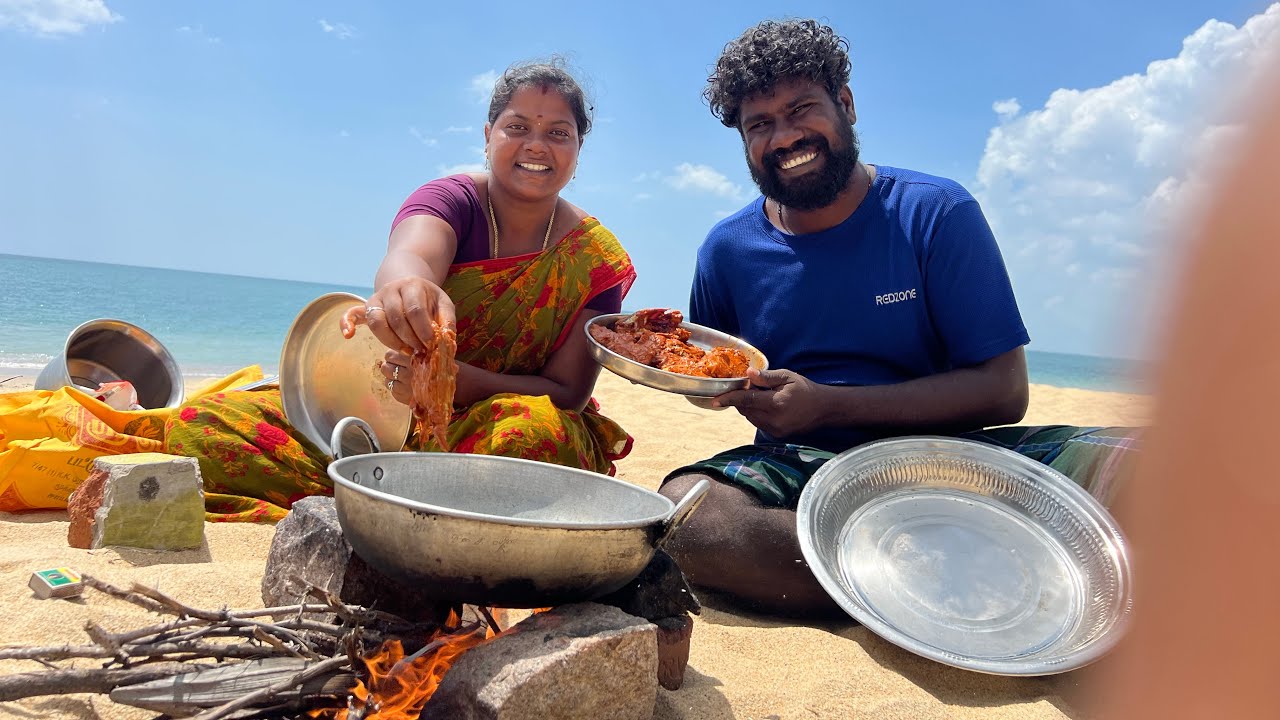 கடற்கரை ஓரம் மிதந்து வந்த வஞ்சரம் மீனை பொரியல் போட்ட சுமி😋😋