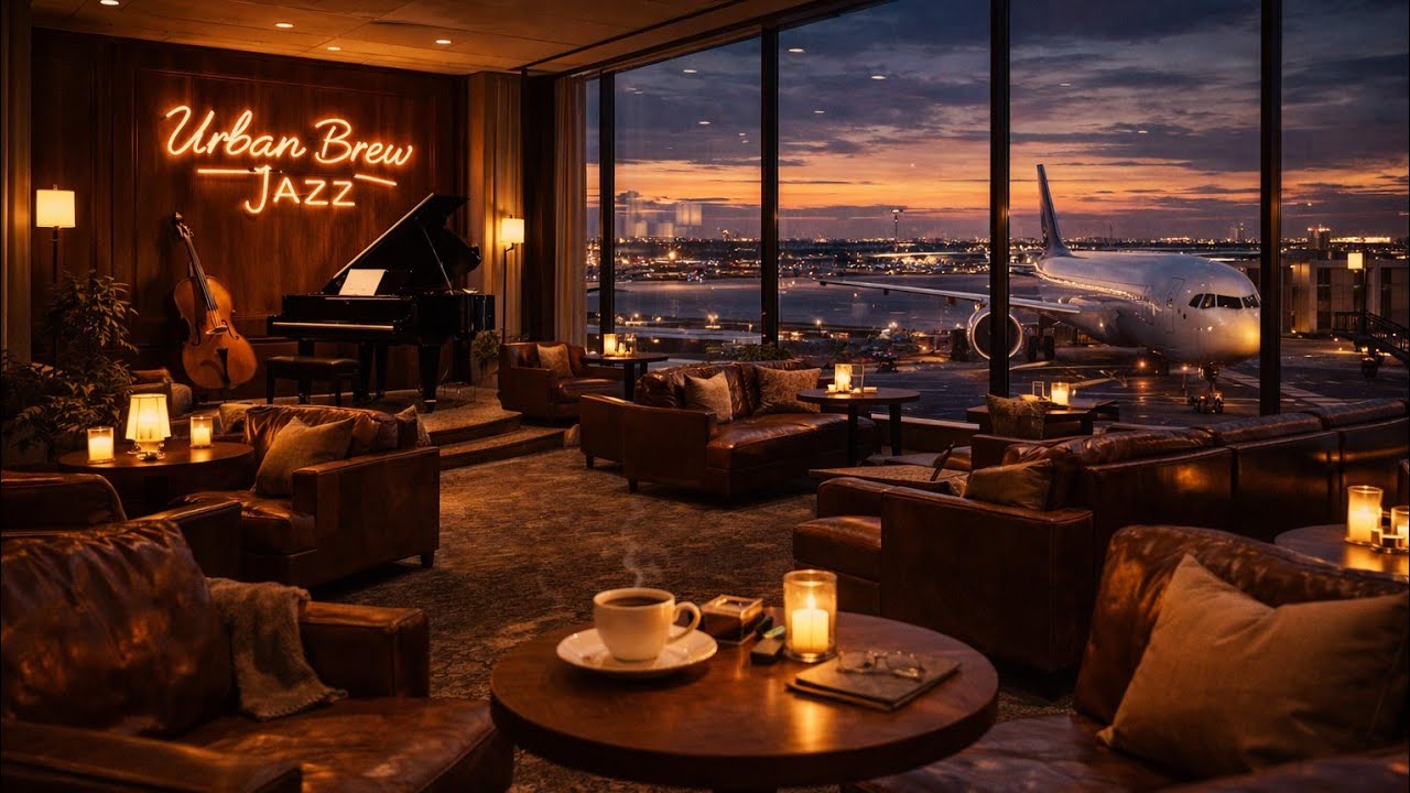 Airport Lounge Jazz ✈️ Smooth Piano in Luxury Sunset Lounge Ambience for Study & Relaxation