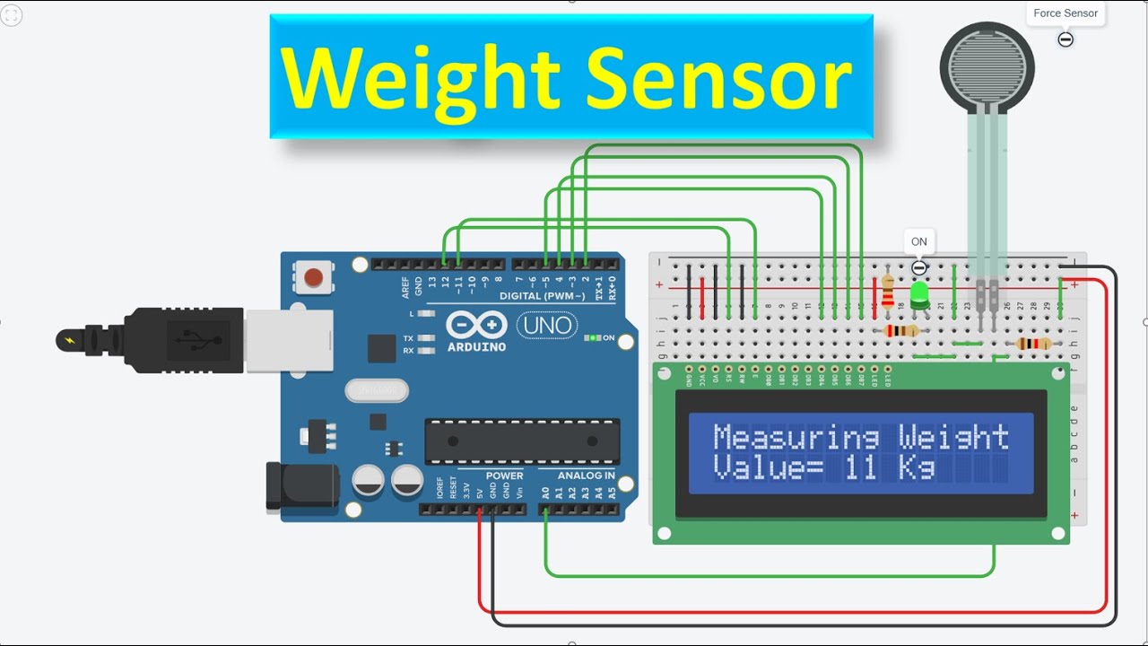 Weight sensor using Arduino and Force sensor (FSR)