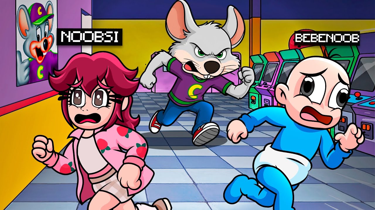 ¡ESCAPA DE CHUCK E CHEESE! 😭😱 BEBE NOOB en MINECRAFT