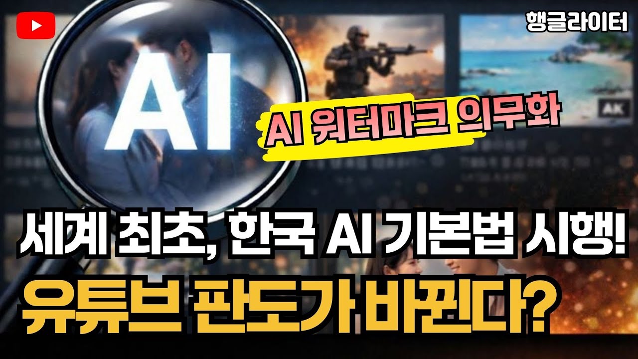 AI 워터마크 안 달면 벌금? 수익 정지? AI 기본법 + 유튜브 AI 콘텐츠 정책 총정리