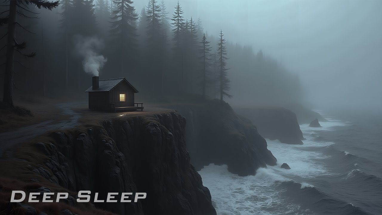 Healing Piano for Deep Sleep & Focus | Foggy Cliffside Cabin Ambience