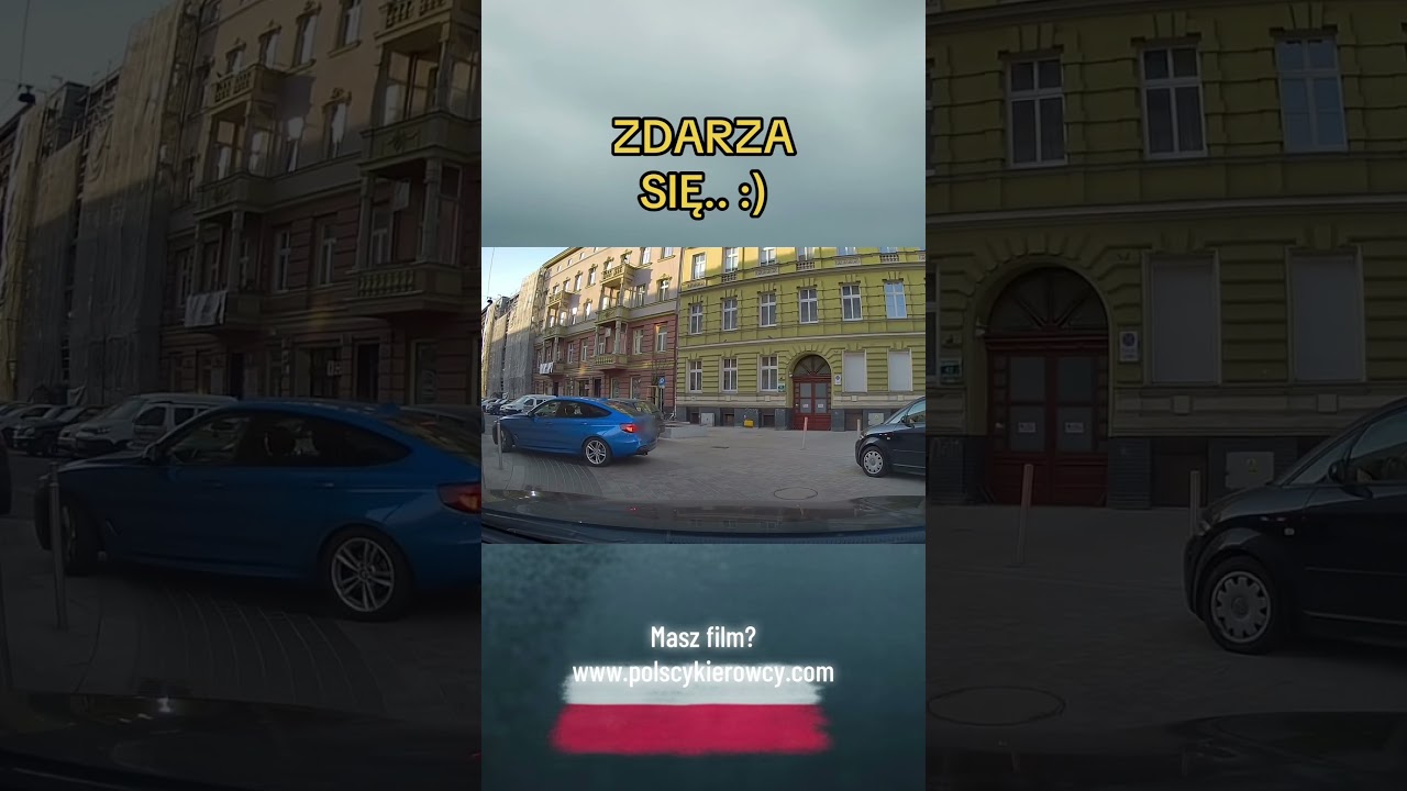 BMW vs słupek. Cofanie bez kontroli i jazda dalej 🚗 #bmw #parking #uwaga #polscykierowcy