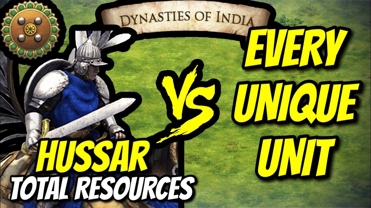 HUSSAR (Gurjaras) vs EVERY UNIQUE UNIT (Total Resources) | AoE II: DE