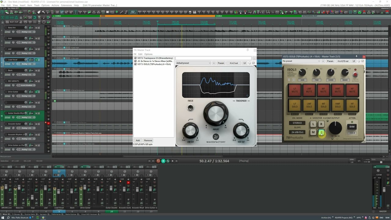 Sidechain processing on the master channel in Reaper