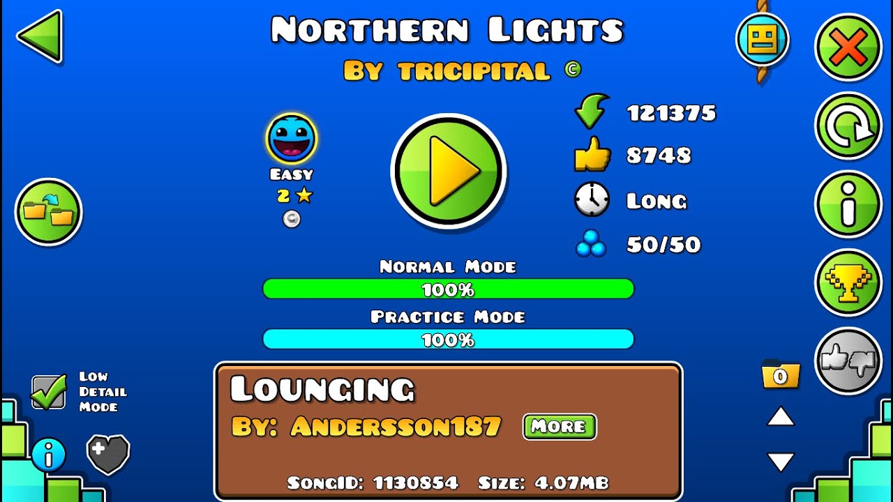 Northern Lights by trigipital | Easy 2, Futhere, 1/1 coin, LDM | Geometry Dash
