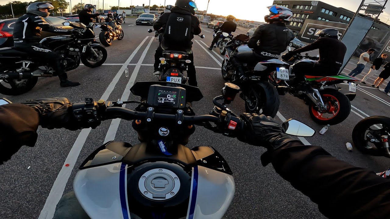 4K Large Group Ride in Gothenburg MT-09 SP R1M S1000RR S1000R #mt09sp #thisiswhyweride #akrapovic