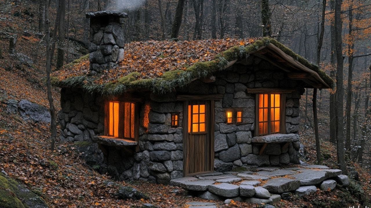 How To Build A Complete And Warm Handmade Stone Shelter - Full Video