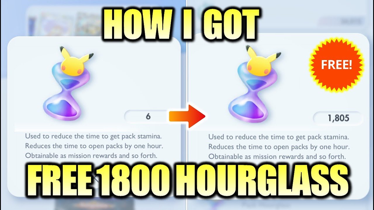 How I Get 1800 Pack Hourglass for Free Player (F2P) - Pokemon Trading Card Game TCG Pocket