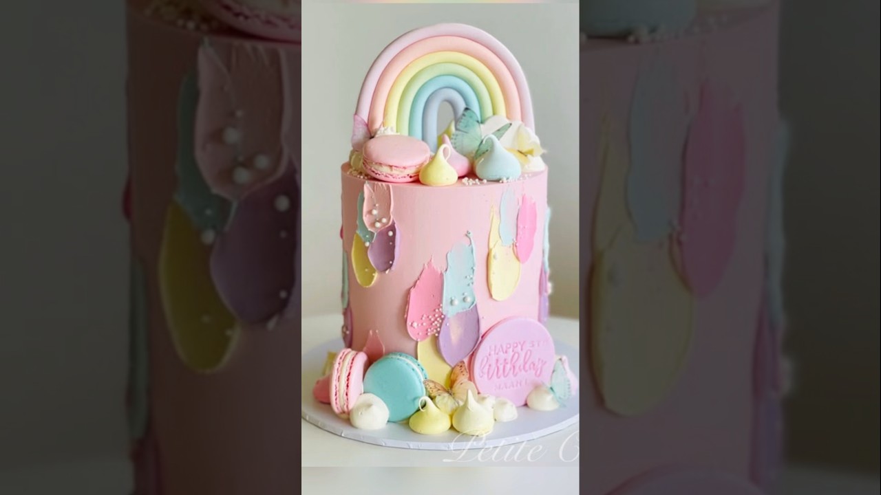 Пастельный дизайн торта | Эстетичный декор торта в мягких тонах 🎂🌷 #шорты