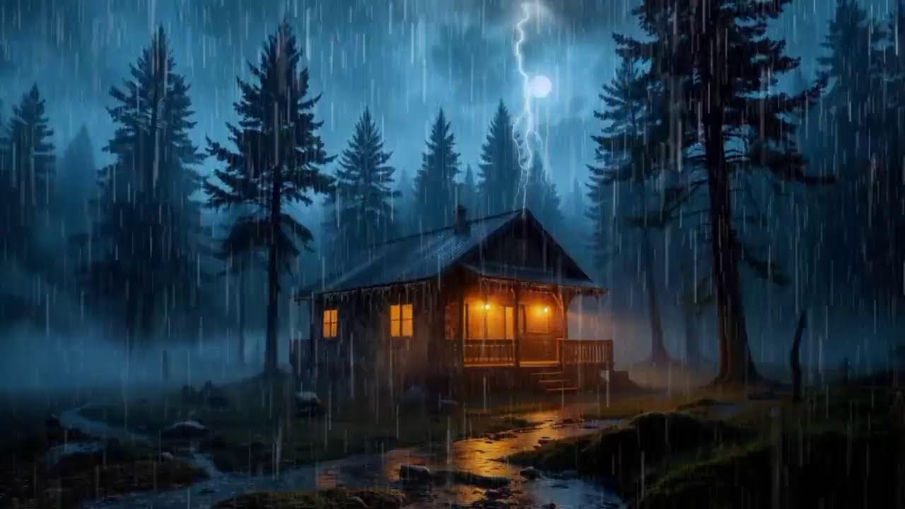 Cozy Cabin Rain Sounds for Deep Sleep 🌧️ Night Forest Ambience