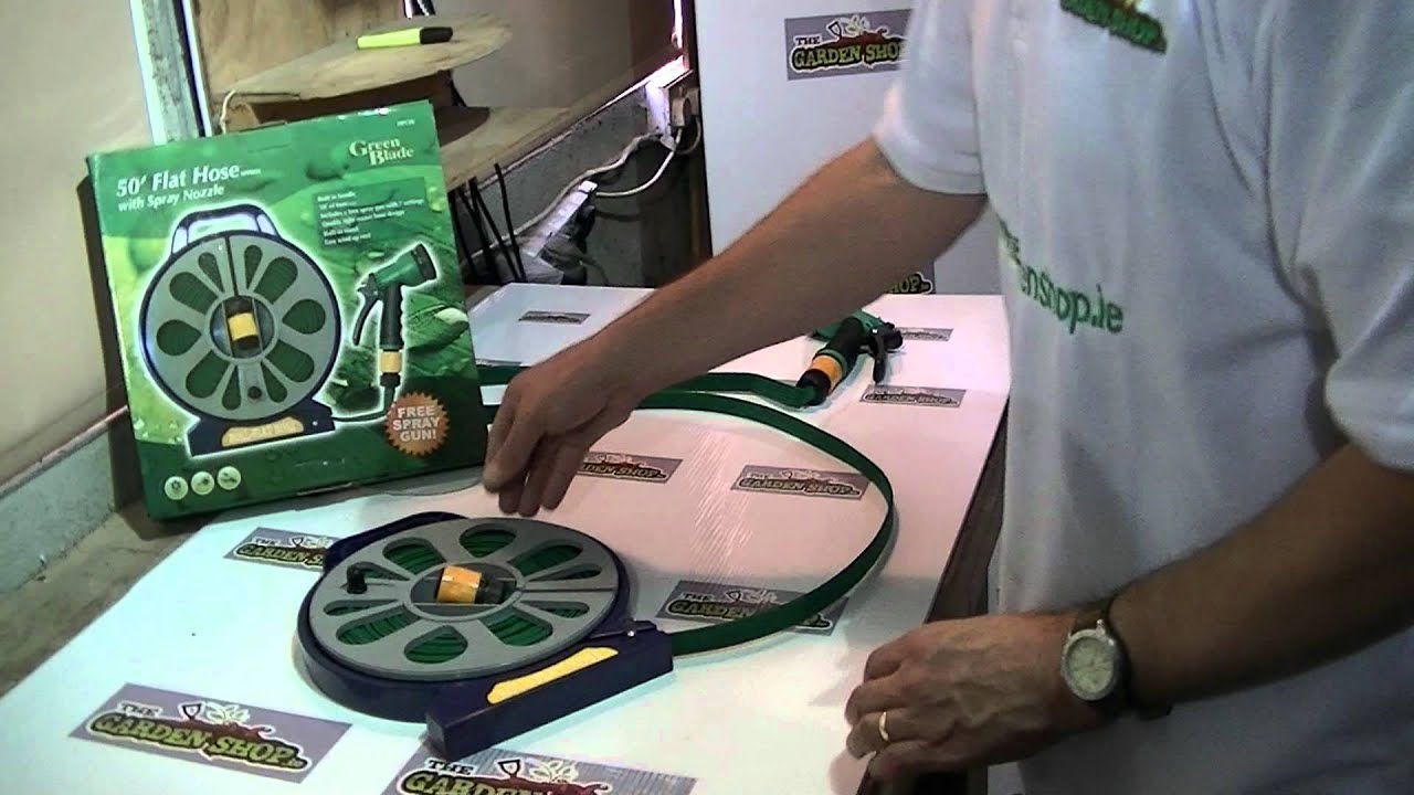 50ft Flat Hose, Reel & Spray Gun