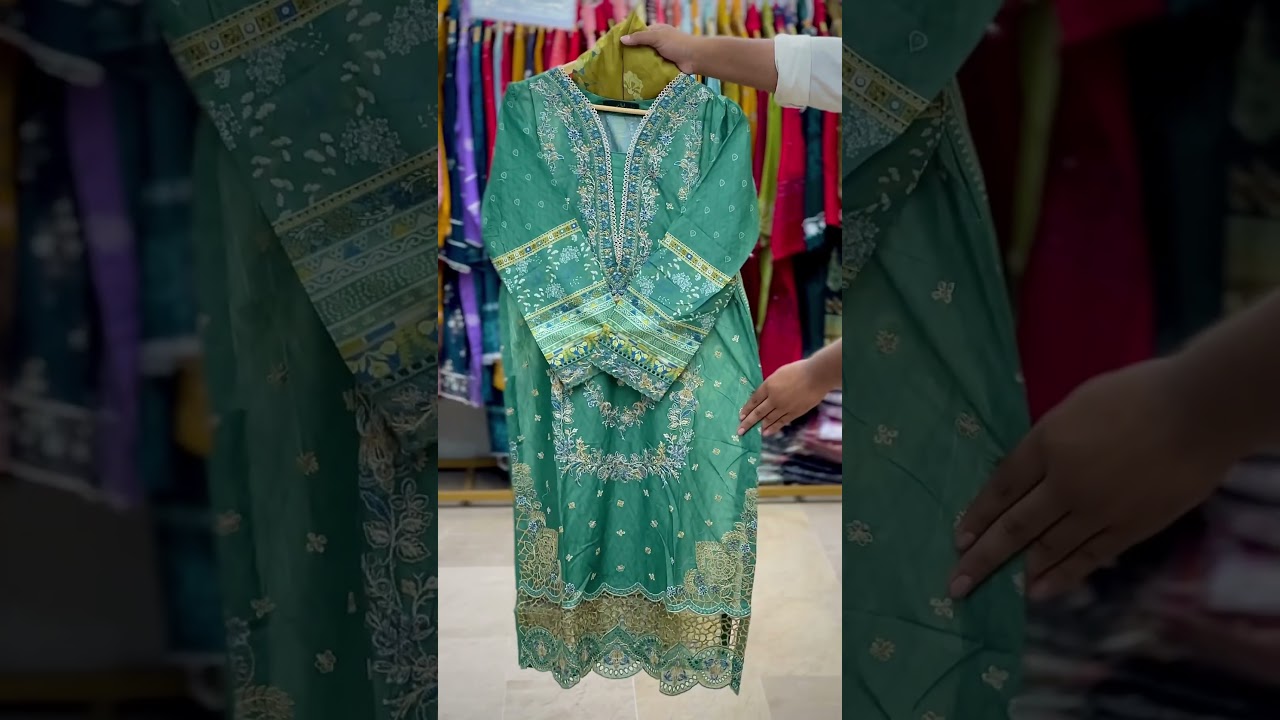 Embroidered 3pc Long Lenght Lawn Dress. Size: Small Medium Large 