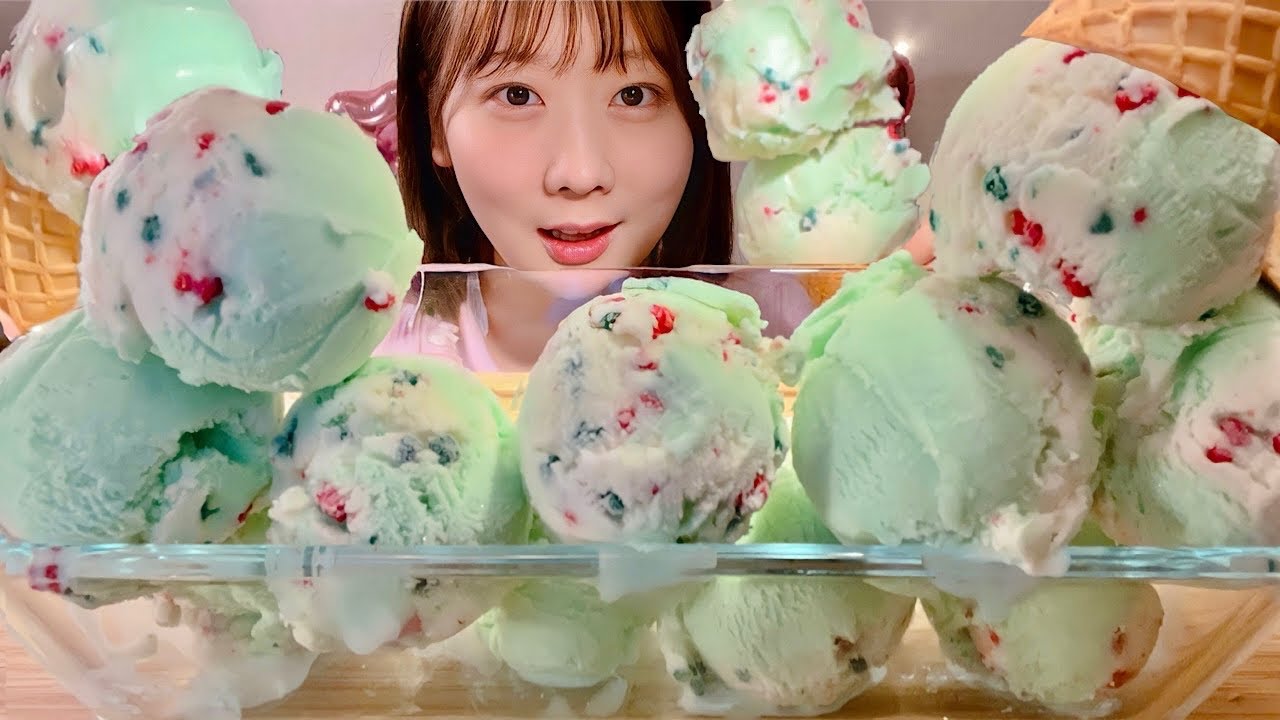 ASMR мороженое для душа【русские субтитры】【Mukbang/ Eating Sounds】