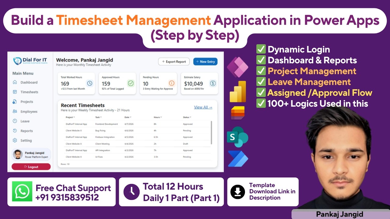 Build Timesheet App in PowerApps | Navigation + Dashboard UI (Part 1)