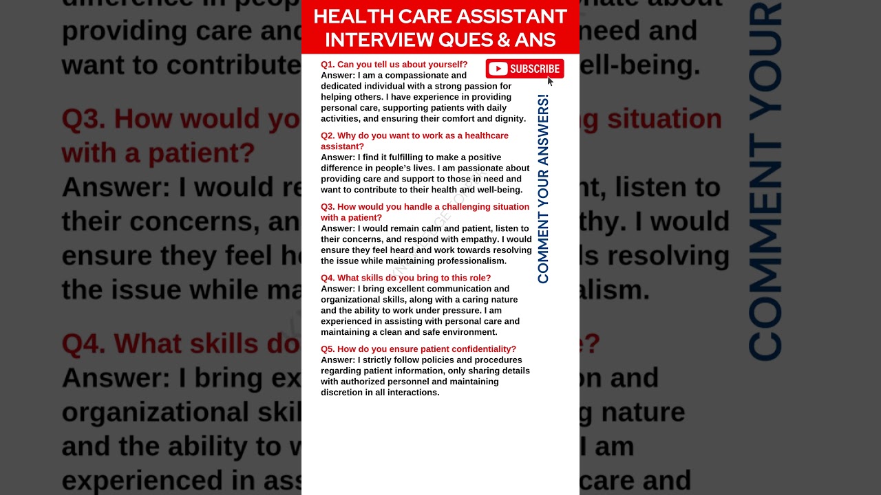 NHS Healthcare Assistant Interview Questions and Answers | Care Assistant Job Interview