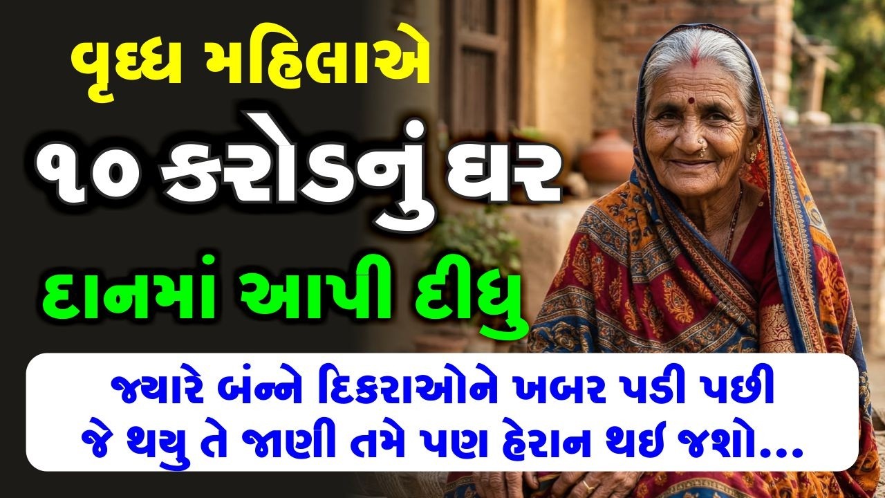 એક વૃદ્ધ મહિલાએ ૧૦ કરોડ નું ઘર દાન માં આપી દીધું. અને પછી બંને દીકરાઓ એ આવું કર્યું કે...Moral Story