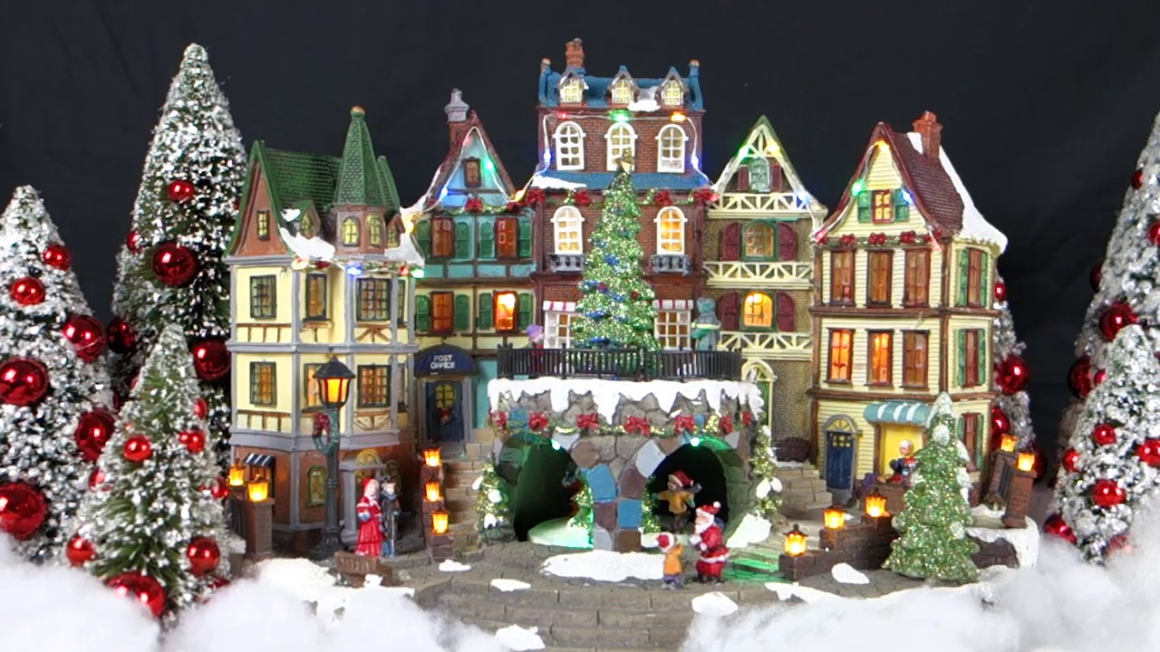 Musical Holiday Village Scene