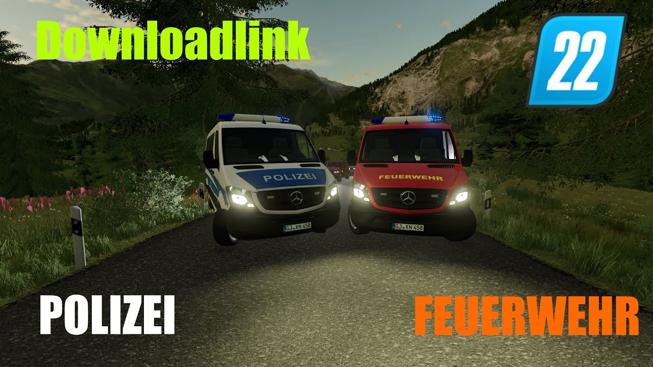 POLIZEI SPRINTER UND FEUERWEHR ZUM DOWNLOAD! / LS22 / FS22 / BLAULICHT MOD MIT DOWNLOADLINK