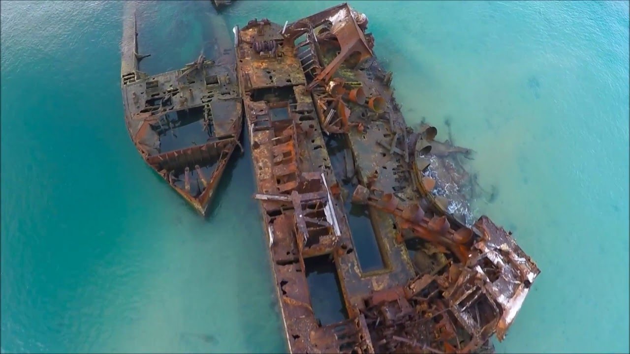 Moreton Island, Qld - Underwater & Aerial Footage of Tangalooma Wrecks