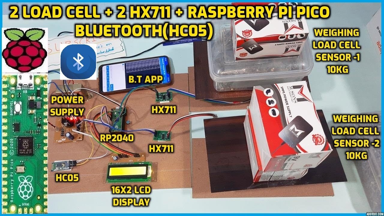 Bluetooth Weighing Scale with Multiple Load Cell & HX711 Module using Raspberry Pi Pico and HC05