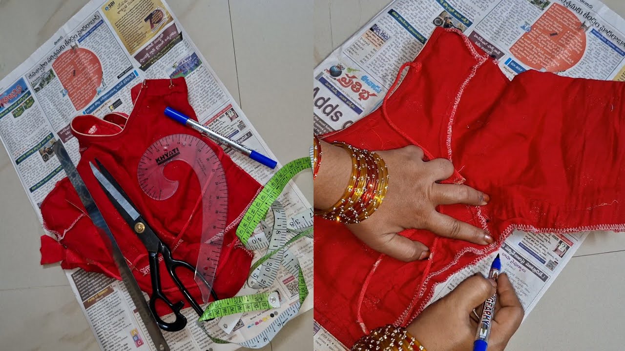 Blouse cutting in Telugu beginners మన ఆది బ్లౌజ్ తోనే ఈజీగా బ్యాక్ బ్లౌజ్ కటింగ్