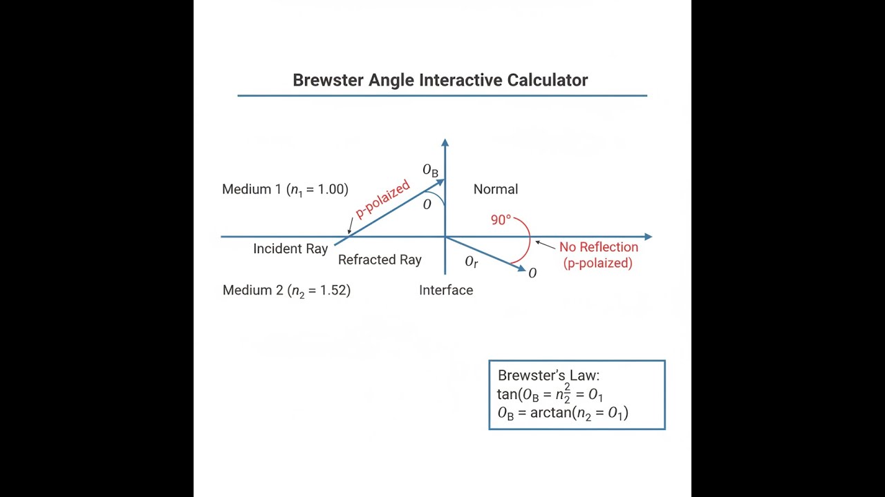 Интерактивный калькулятор угла Брюстера &mdash; видеоинструкция