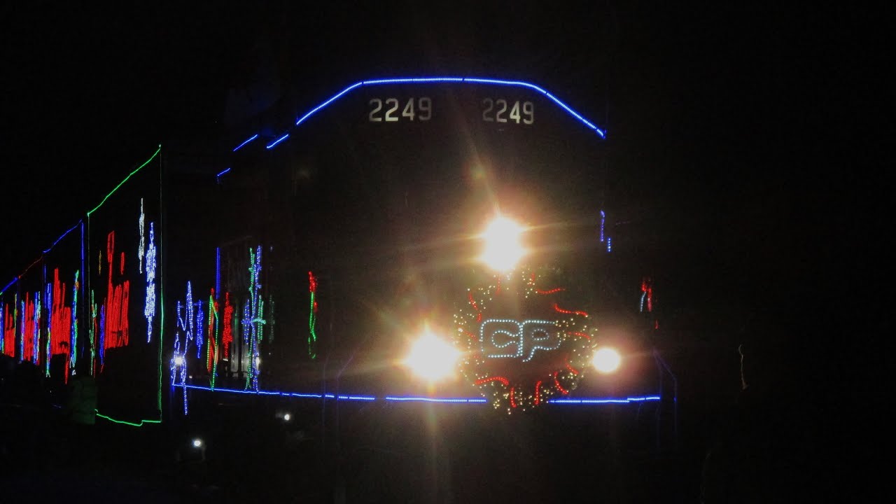 CPKC Holiday train + Amtrak in Saratoga Springs, NY featuring Virginia to Vegas + Trudy, (11/24/23).