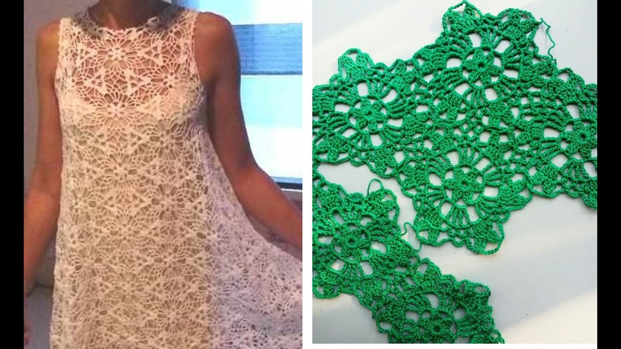 Шестигранный мотив крючком для летнего платья