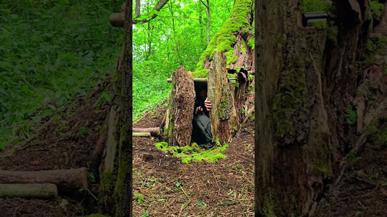 ASMR BUILD A WARM LOG CABIN IN 24 HOURS - Survival Bushcraft.