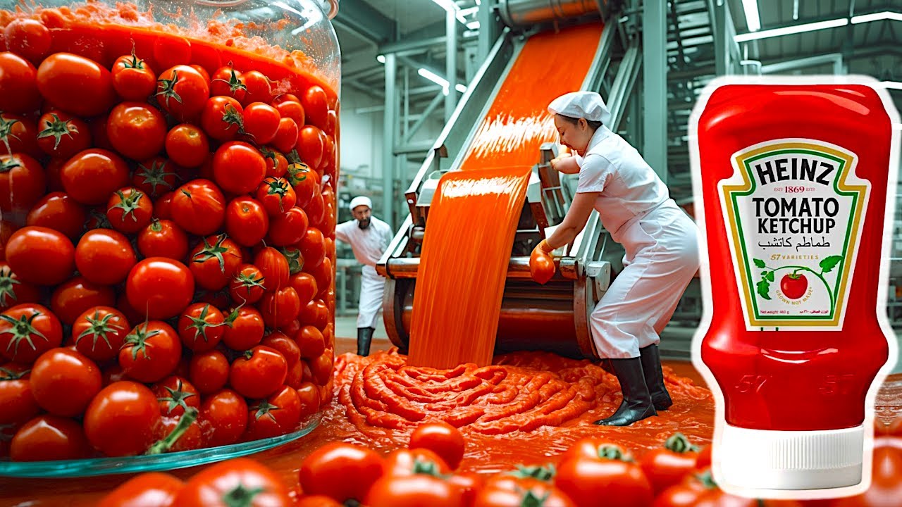 انظروا ما يحدث داخل مصانع الكاتشب - طريقة إنتاج الكاتشب في المصانع 🍟Ketchup