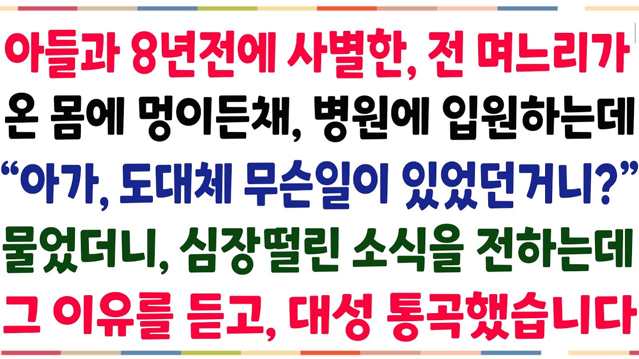 (반전신청사연)아들과 8년전 사별한 며느리가, 전치 4주 진단을 받고 병원에 입원을 해 