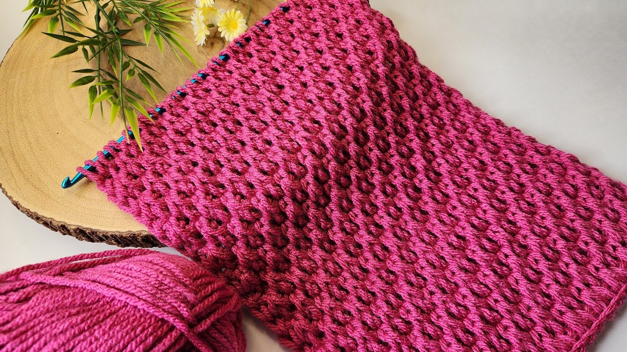 Radiant Ruby Tunisian Stitch ~ Graceful Glamour in Every Loop!