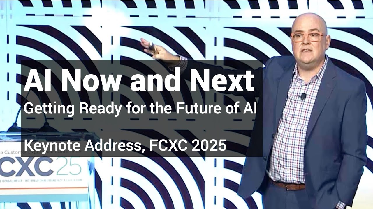 Steve Brown delivering a keynote address on AI to the FCXC event in Atlanta, July 2025