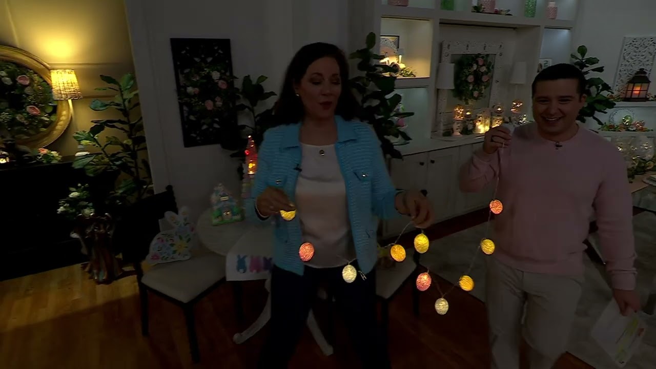 Beaded Egg Light Strand by Valerie on QVC