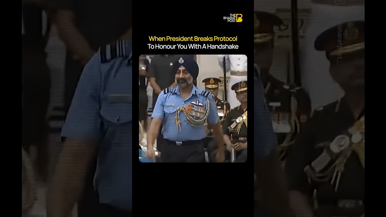 When President Honoured Air Chief Marshal Amar Preet Singh with Historic Handshake | The Bharat Post