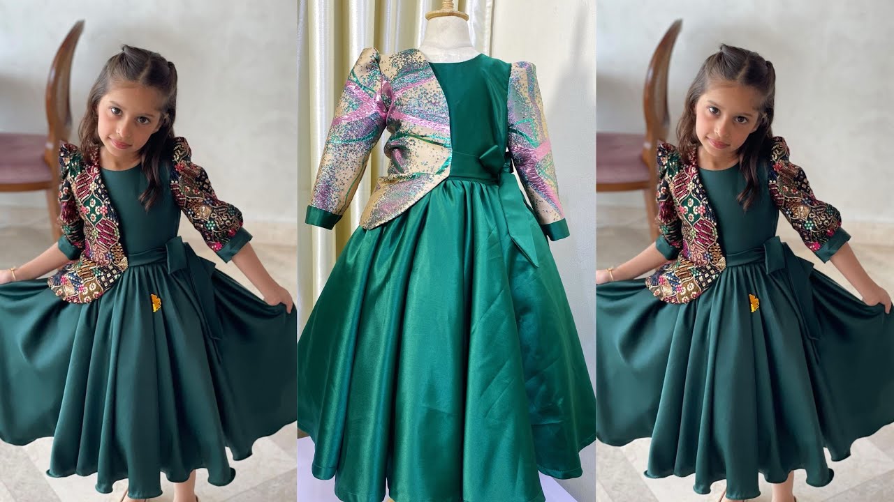 How to cut and sew a half jacket/one-sided jacket ballgown for a 5-6 year old/cutting and stitching