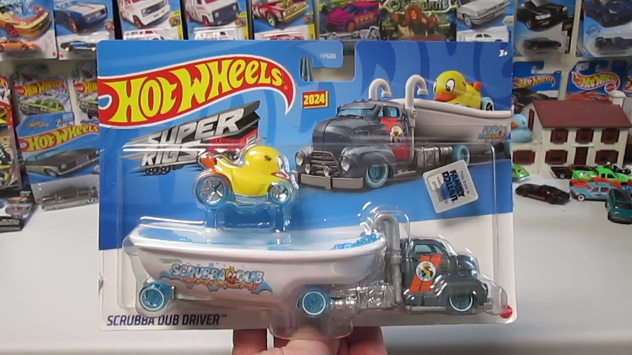 Scrubba Dub Driver and Duck n' Roll 2024 Hot Wheels Super Rigs Toy Unboxing and Review Bathtub Truck