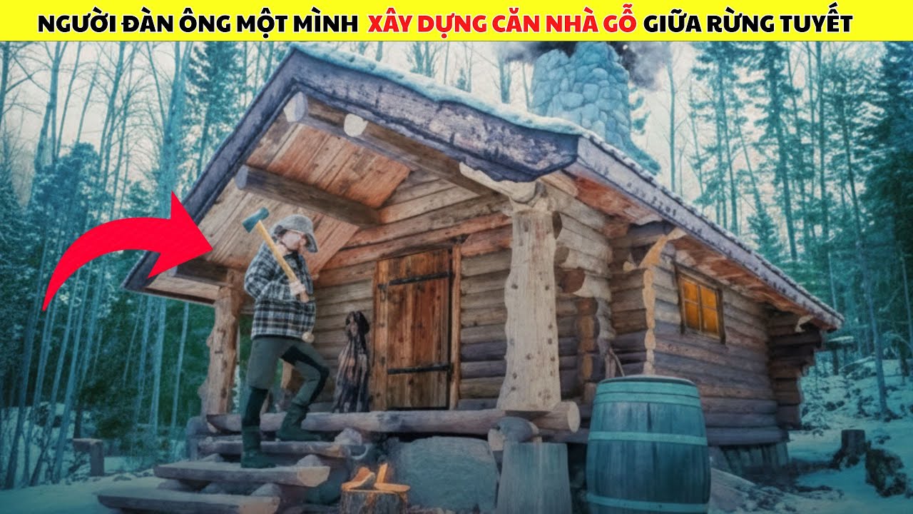 Người Đàn Ông Một Mình Xây Dựng Căn Nhà Gỗ Ở Canada Phủ Đầy Tuyết