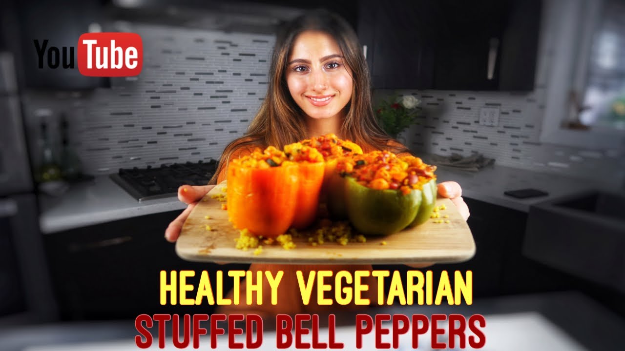 How to make Vegetarian stuffed Bell Peppers -- Healthy!!