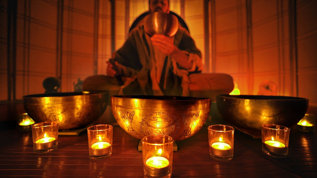 Thunder and Rain Tibetan Bowl Sound Bath  |  Calming Music for Meditation