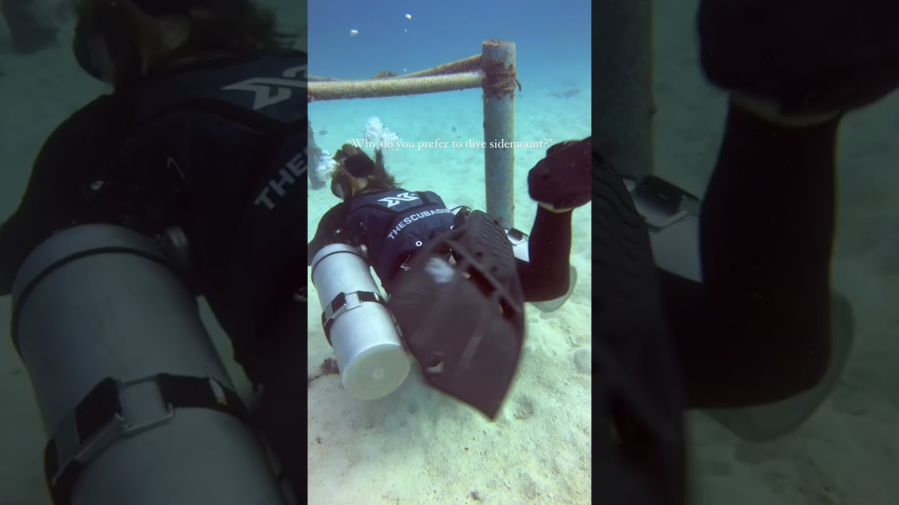 TheScubaGirl side mount diving video xdeep harness tech diving recreational , training dive , shoot